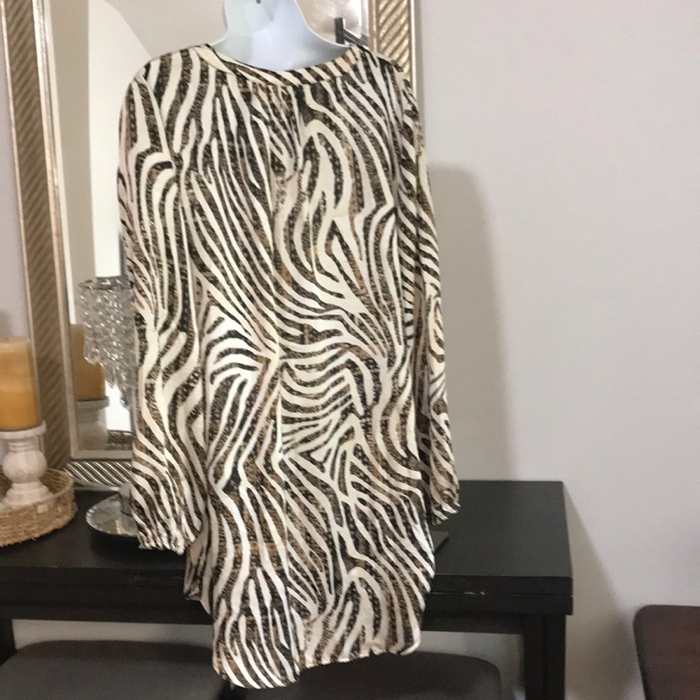 Chico's Animal Print Tunic in Brown and Cream - Picture 2 of 7
